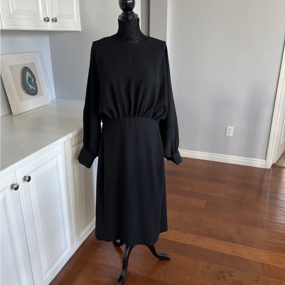 NWT COS WOMEN'S LONG SLEEVE BLACK MIDI DRESS SIZE 14